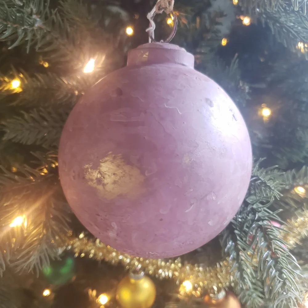 Cody Foster Berry Purple Gold Verdigris Distressed Ball Ornaments XL Sz Set of 6